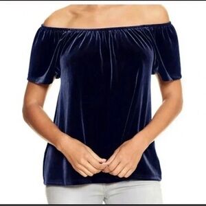 Gap Navy Velvet Off The Shoulder Top Women’s Size Small